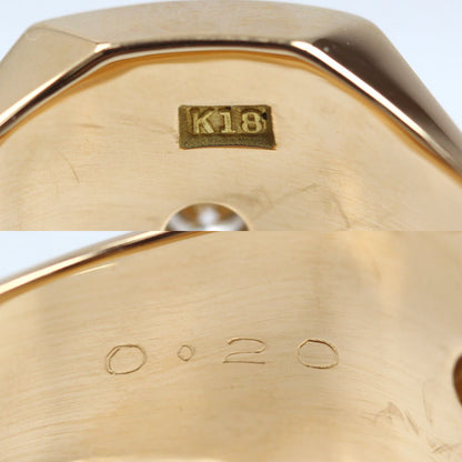 K18YG イエローゴールド 印台 リング・指輪 ダイヤモンド0.20ct 20号 12.1g メンズ【中古】【美品】