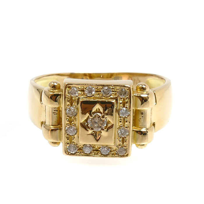 K18YG イエローゴールド リング・指輪 ダイヤモンド0.10ct/0.10ct 19号 4.9g メンズ【中古】