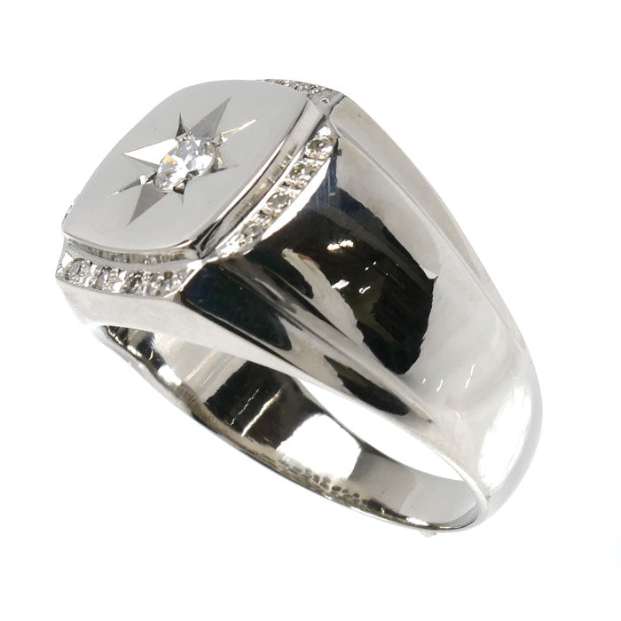 Pt900プラチナ 印台 リング・指輪 ダイヤモンド0.30ct 22号 14.6g メンズ【中古】