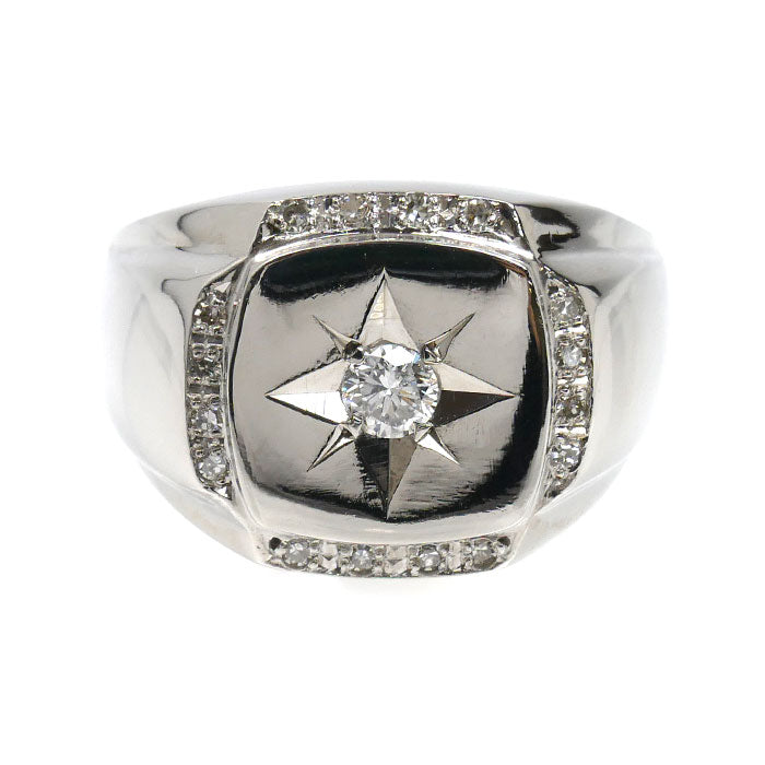 Pt900プラチナ 印台 リング・指輪 ダイヤモンド0.30ct 22号 14.6g メンズ【中古】