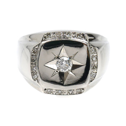 Pt900プラチナ 印台 リング・指輪 ダイヤモンド0.30ct 22号 14.6g メンズ【中古】