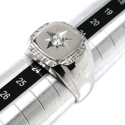 Pt900プラチナ 印台 リング・指輪 ダイヤモンド0.30ct 22号 14.6g メンズ【中古】
