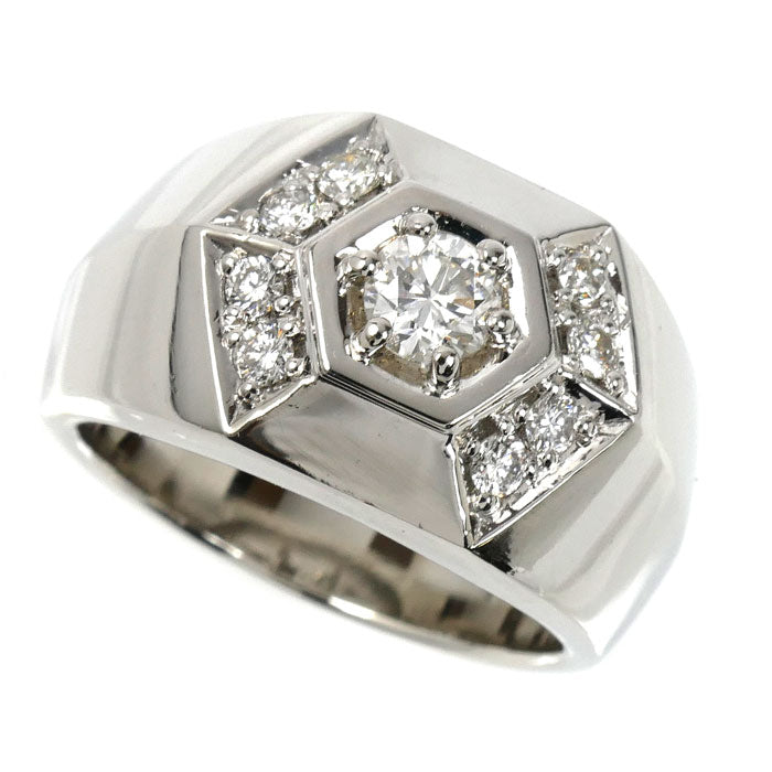 Pt900プラチナ リング・指輪 ダイヤモンド0.418ct/0.33ct 19号 26.3g メンズ【中古】