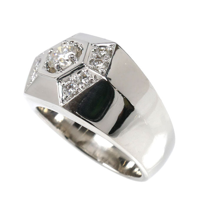 Pt900プラチナ リング・指輪 ダイヤモンド0.418ct/0.33ct 19号 26.3g メンズ【中古】