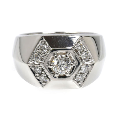 Pt900プラチナ リング・指輪 ダイヤモンド0.418ct/0.33ct 19号 26.3g メンズ【中古】