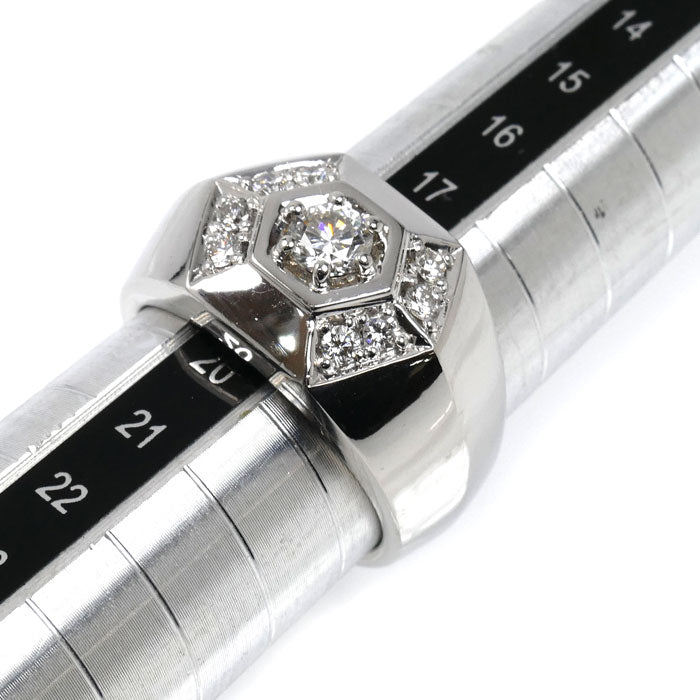 Pt900プラチナ リング・指輪 ダイヤモンド0.418ct/0.33ct 19号 26.3g メンズ【中古】