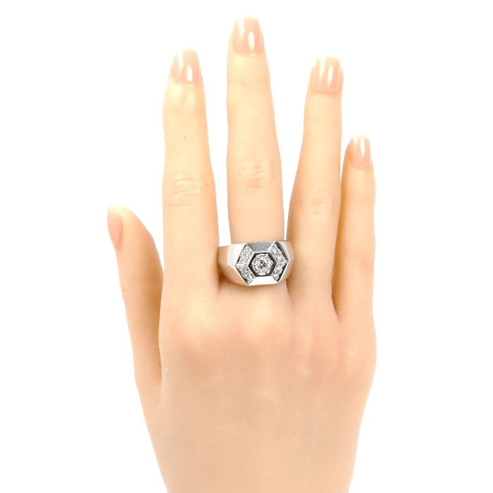 Pt900プラチナ リング・指輪 ダイヤモンド0.418ct/0.33ct 19号 26.3g メンズ【中古】