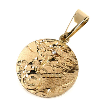 K18YG イエローゴールド ドラゴン 龍 ペンダントトップ ダイヤモンド 9.6g ユニセックス【中古】