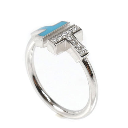 TIFFANY&Co. ティファニー K18WG ホワイトゴールド Tワイヤー ターコイズ ダイヤ リング・指輪 64028189 ダイヤモンド ターコイズ 14号 4.6g レディース【中古】【美品】