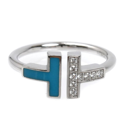 TIFFANY&Co. ティファニー K18WG ホワイトゴールド Tワイヤー ターコイズ ダイヤ リング・指輪 64028189 ダイヤモンド ターコイズ 14号 4.6g レディース【中古】【美品】