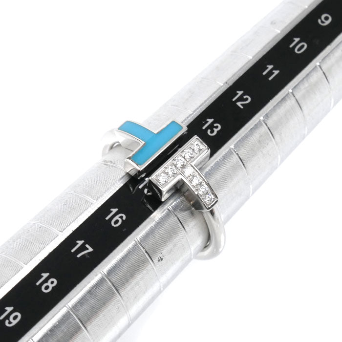 TIFFANY&Co. ティファニー K18WG ホワイトゴールド Tワイヤー ターコイズ ダイヤ リング・指輪 64028189 ダイヤモンド ターコイズ 14号 4.6g レディース【中古】【美品】