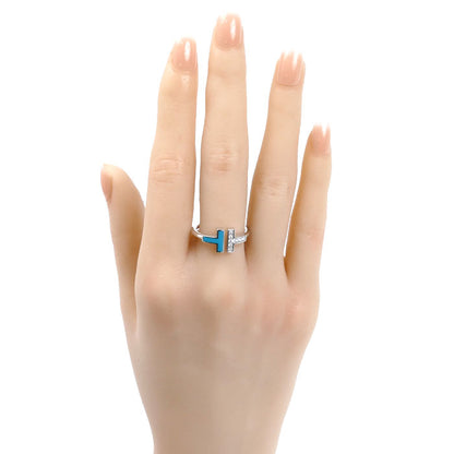 TIFFANY&Co. ティファニー K18WG ホワイトゴールド Tワイヤー ターコイズ ダイヤ リング・指輪 64028189 ダイヤモンド ターコイズ 14号 4.6g レディース【中古】【美品】