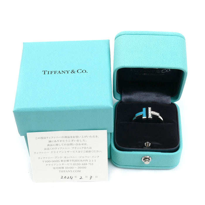 TIFFANY&Co. ティファニー K18WG ホワイトゴールド Tワイヤー ターコイズ ダイヤ リング・指輪 64028189 ダイヤモンド ターコイズ 14号 4.6g レディース【中古】【美品】