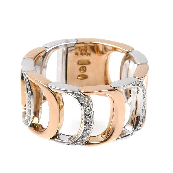Damiani ダミアーニ K18PG ピンクゴールド K18WG ホワイトゴールド ダミアニッシマ ハーフダイヤ リング・指輪 ダイヤモンド 12号 11.3g レディース【中古】【美品】