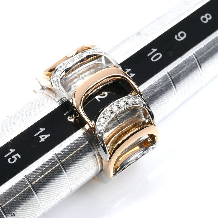 Damiani ダミアーニ K18PG ピンクゴールド K18WG ホワイトゴールド ダミアニッシマ ハーフダイヤ リング・指輪 ダイヤモンド 12号 11.3g レディース【中古】【美品】