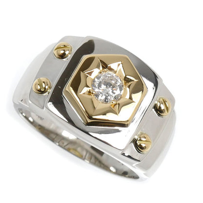 Pt900プラチナ K18YG イエローゴールド リング・指輪 ダイヤモンド0.21ct 16号 10.8g メンズ【中古】【美品】