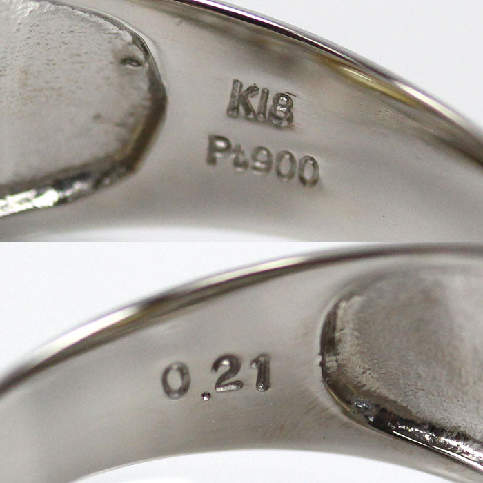 Pt900プラチナ K18YG イエローゴールド リング・指輪 ダイヤモンド0.21ct 16号 10.8g メンズ【中古】【美品】