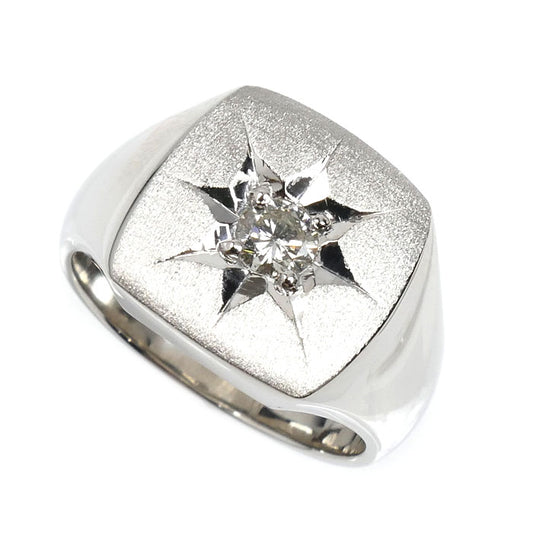 Pt900プラチナ 印台 リング・指輪 ダイヤモンド0.35ct 20.5号 28.3g メンズ【中古】【美品】