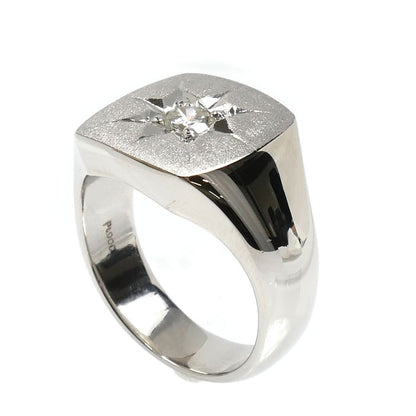 Pt900プラチナ 印台 リング・指輪 ダイヤモンド0.35ct 20.5号 28.3g メンズ【中古】【美品】