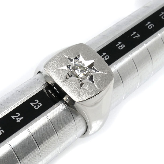 Pt900プラチナ 印台 リング・指輪 ダイヤモンド0.35ct 20.5号 28.3g メンズ【中古】【美品】