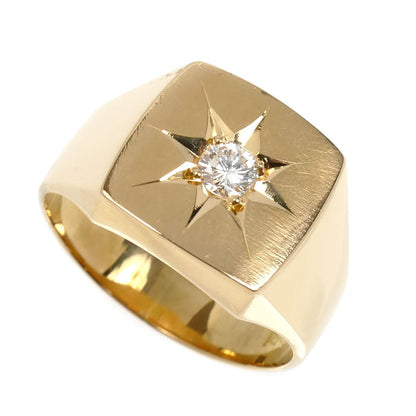 K18YG イエローゴールド 印台 リング・指輪 ダイヤモンド0.17ct 18号 12.0g メンズ【中古】