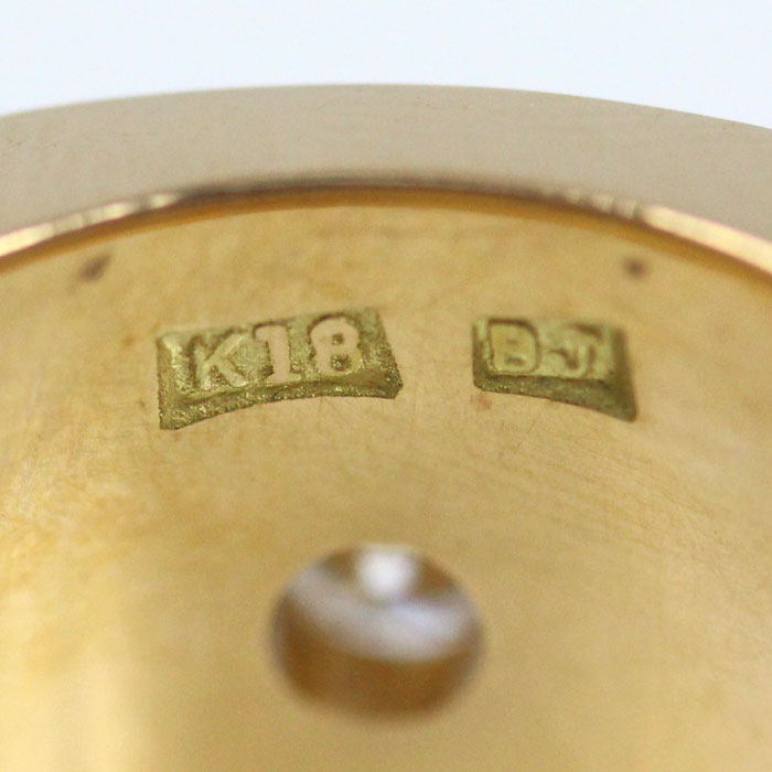 K18YG イエローゴールド 印台 リング・指輪 ダイヤモンド0.17ct 18号 12.0g メンズ【中古】