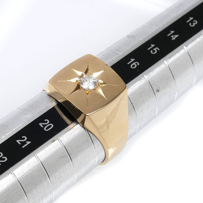 K18YG イエローゴールド 印台 リング・指輪 ダイヤモンド0.17ct 18号 12.0g メンズ【中古】