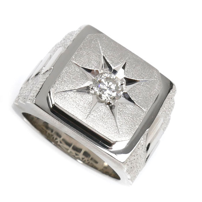 Pt900プラチナ 印台 リング・指輪 ダイヤモンド0.51ct 22号 37.7g メンズ【中古】【美品】