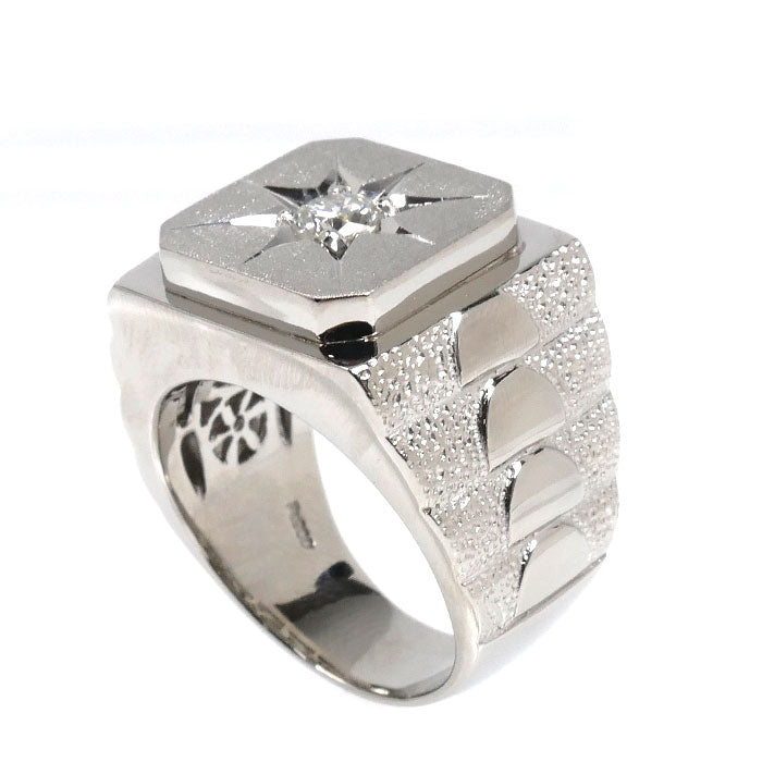 Pt900プラチナ 印台 リング・指輪 ダイヤモンド0.51ct 22号 37.7g メンズ【中古】【美品】