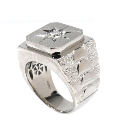 Pt900プラチナ 印台 リング・指輪 ダイヤモンド0.51ct 22号 37.7g メンズ【中古】【美品】