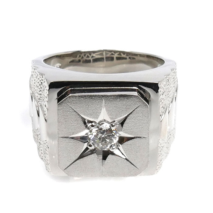Pt900プラチナ 印台 リング・指輪 ダイヤモンド0.51ct 22号 37.7g メンズ【中古】【美品】