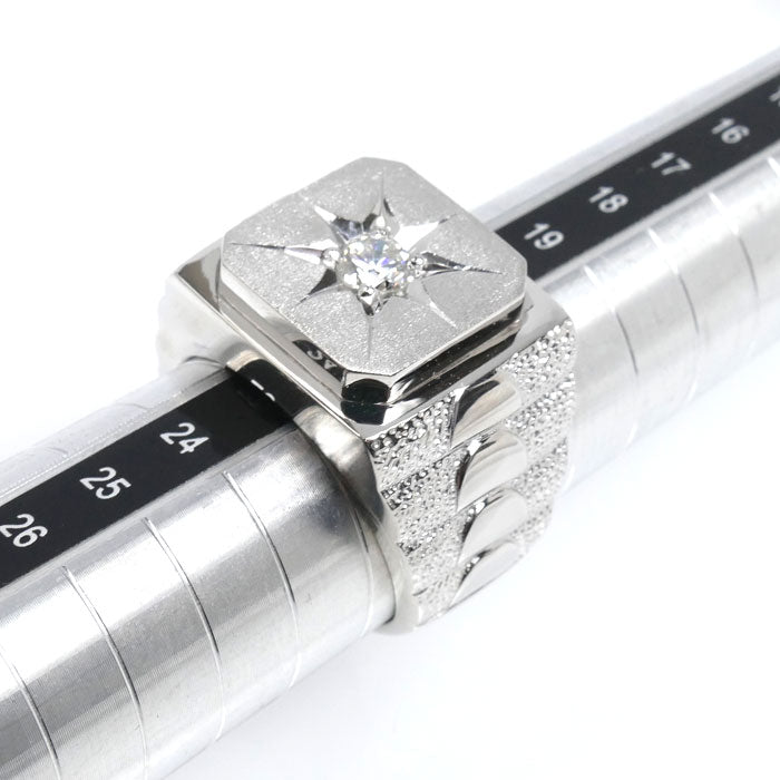 Pt900プラチナ 印台 リング・指輪 ダイヤモンド0.51ct 22号 37.7g メンズ【中古】【美品】