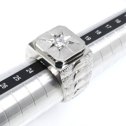 Pt900プラチナ 印台 リング・指輪 ダイヤモンド0.51ct 22号 37.7g メンズ【中古】【美品】