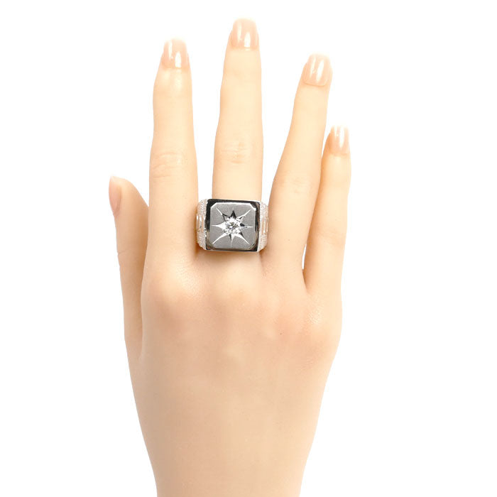 Pt900プラチナ 印台 リング・指輪 ダイヤモンド0.51ct 22号 37.7g メンズ【中古】【美品】