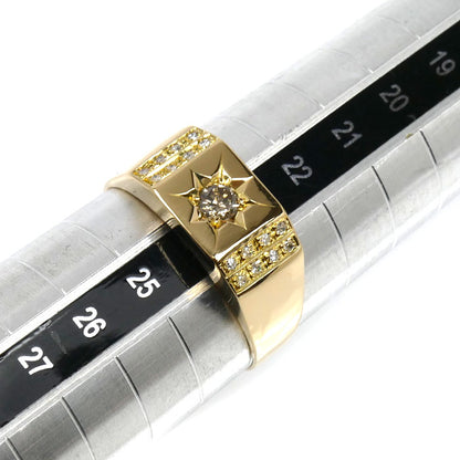 K18YG イエローゴールド リング・指輪 ダイヤモンド0.27ct 23号 4.6g メンズ【中古】【美品】