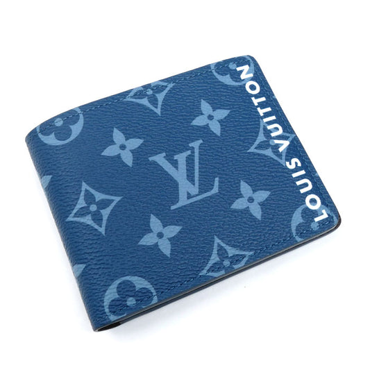 LOUIS VUITTON ルイ・ヴィトン ポルトフォイユ スレンダー カードケース 二つ折り財布 ブルー M82798 IC メンズ【中古】【美品】