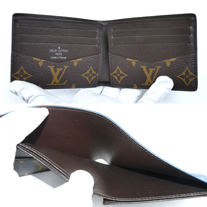 LOUIS VUITTON ルイ・ヴィトン ポルトフォイユ スレンダー カードケース 二つ折り財布 ブルー M82798 IC メンズ【中古】【美品】