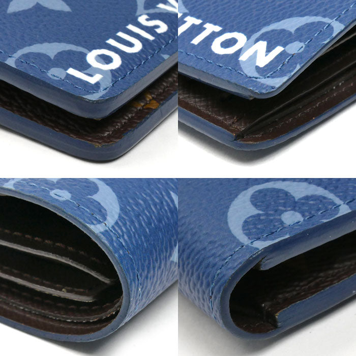 LOUIS VUITTON ルイ・ヴィトン ポルトフォイユ スレンダー カードケース 二つ折り財布 ブルー M82798 IC メンズ【中古】【美品】