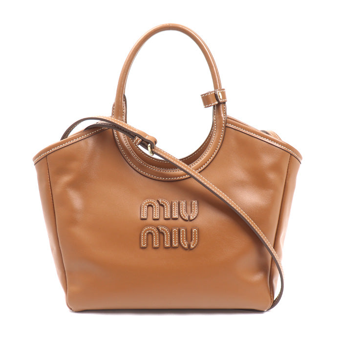 MIUMIU ミュウミュウ アイビー 2Wayショルダーバッグ コニャック 5BA284_2CRW_F0046 レディース【中古】【美品】
