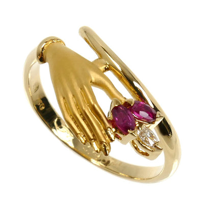 Carrera y Carrera カレライカレラ K18YG イエローゴールド リング・指輪 ルビー ダイヤモンド 12号 2.8g レディース【中古】【美品】