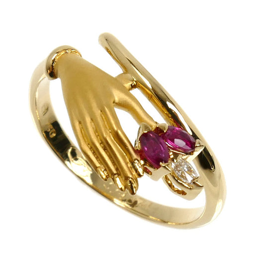 Carrera y Carrera カレライカレラ K18YG イエローゴールド リング・指輪 ルビー ダイヤモンド 12号 2.8g レディース【中古】【美品】