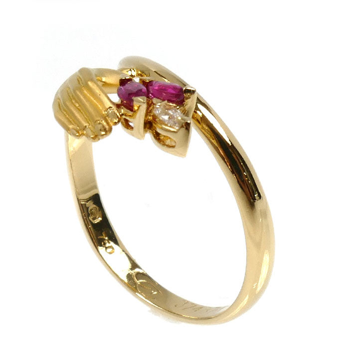 Carrera y Carrera カレライカレラ K18YG イエローゴールド リング・指輪 ルビー ダイヤモンド 12号 2.8g レディース【中古】【美品】