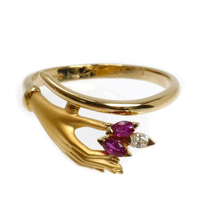 Carrera y Carrera カレライカレラ K18YG イエローゴールド リング・指輪 ルビー ダイヤモンド 12号 2.8g レディース【中古】【美品】