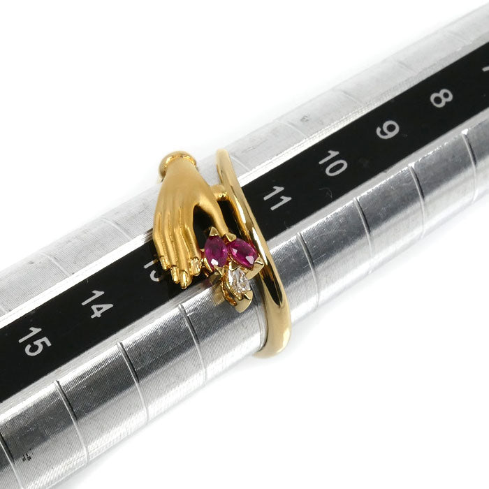 Carrera y Carrera カレライカレラ K18YG イエローゴールド リング・指輪 ルビー ダイヤモンド 12号 2.8g レディース【中古】【美品】