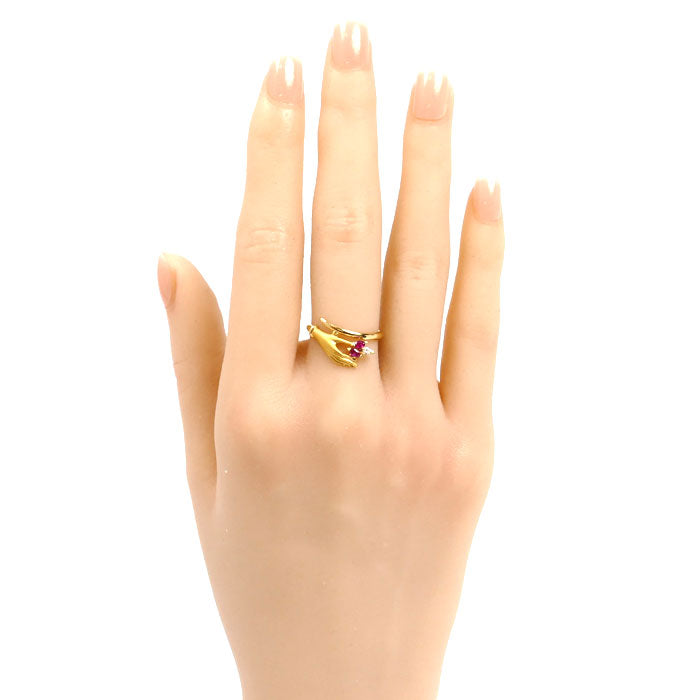 Carrera y Carrera カレライカレラ K18YG イエローゴールド リング・指輪 ルビー ダイヤモンド 12号 2.8g レディース【中古】【美品】