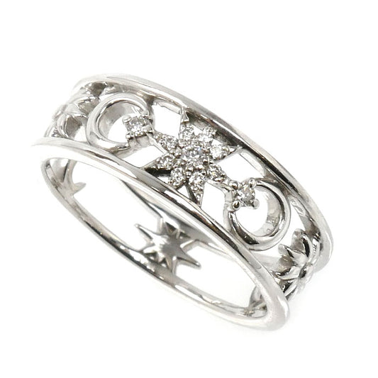STAR JEWELRY スタージュエリー K18WG ホワイトゴールド ムーン＆サン リング・指輪 ダイヤモンド0.04ct 8号 3.0g レディース【中古】【美品】