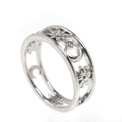STAR JEWELRY スタージュエリー K18WG ホワイトゴールド ムーン＆サン リング・指輪 ダイヤモンド0.04ct 8号 3.0g レディース【中古】【美品】