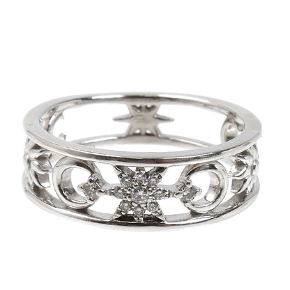 STAR JEWELRY スタージュエリー K18WG ホワイトゴールド ムーン＆サン リング・指輪 ダイヤモンド0.04ct 8号 3.0g レディース【中古】【美品】