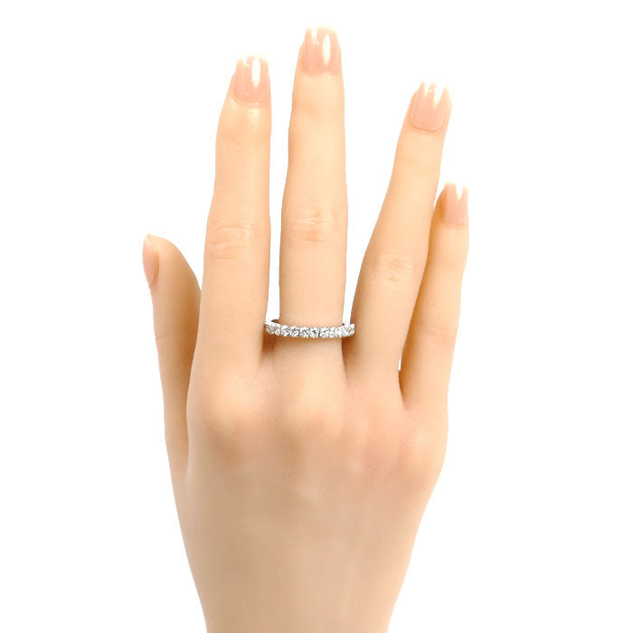 Pt900プラチナ ハーフエタニティ リング・指輪 ダイヤモンド1.00ct 18.5号 5.0g レディース【中古】