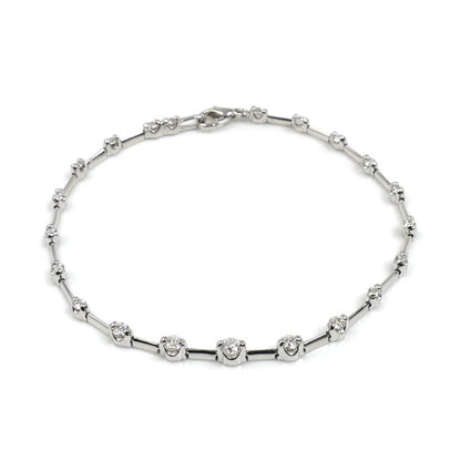 K18WG ホワイトゴールド ステーション ブレスレット ダイヤモンド1.00ct 6.7g 18.5cm レディース【中古】【美品】